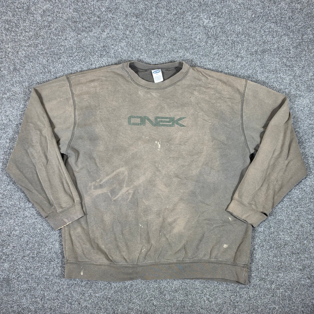 Vintage Old Navy ON2K Sweatshirt XXL Faded Brown Distressed Thrashed Y2K Graphic